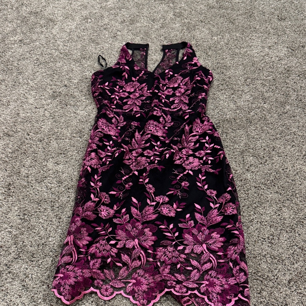 Siena Studio Black and Pink Floral Midi Dress